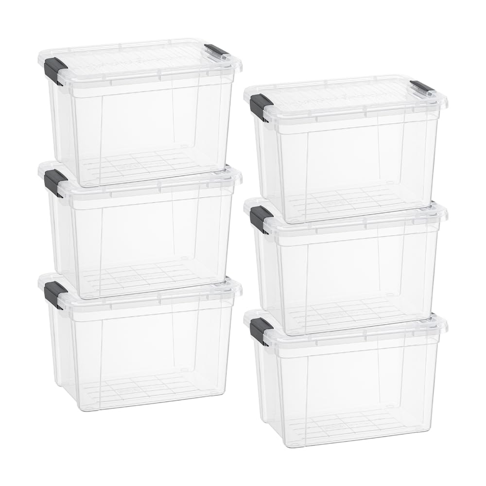 Superio Clear Plastic Storage Bins with Lid, 4.5 Quart Box, Organizing Containers, Stackable Plastic Tote for Home, Garage, Dorm, School, and Office
