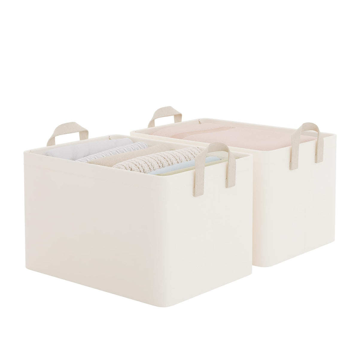 StorageWorks Fabric Storage Bins, Khaki and Beige Stripes, 2-Pack