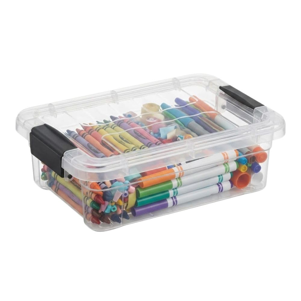Superio Clear Plastic Storage Bins with Lid, 4.5 Quart Box, Organizing Containers, Stackable Plastic Tote for Home, Garage, Dorm, School, and Office