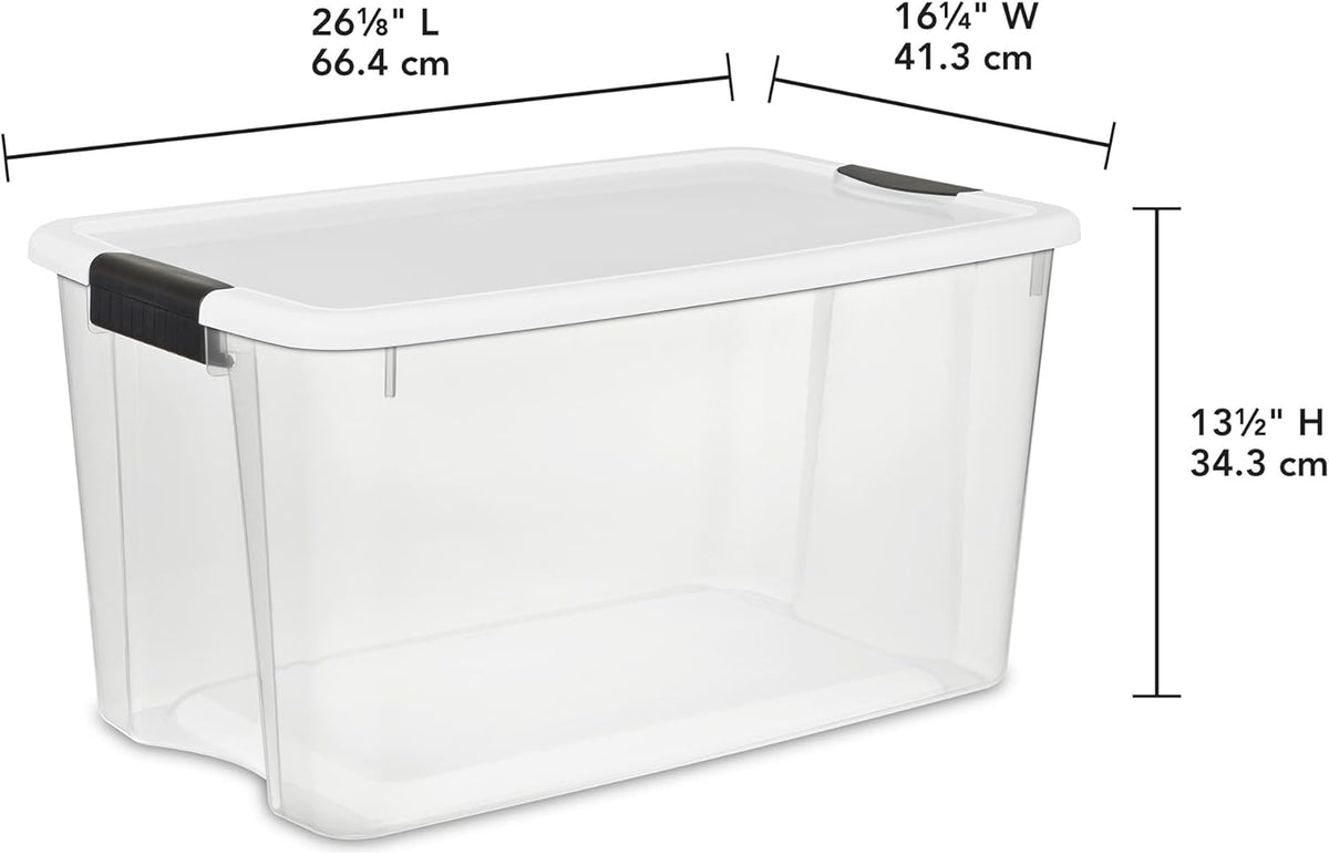 Sterilite Ultra Latch Box with Lids for Home and Office, 70 Quart, 4-Pack