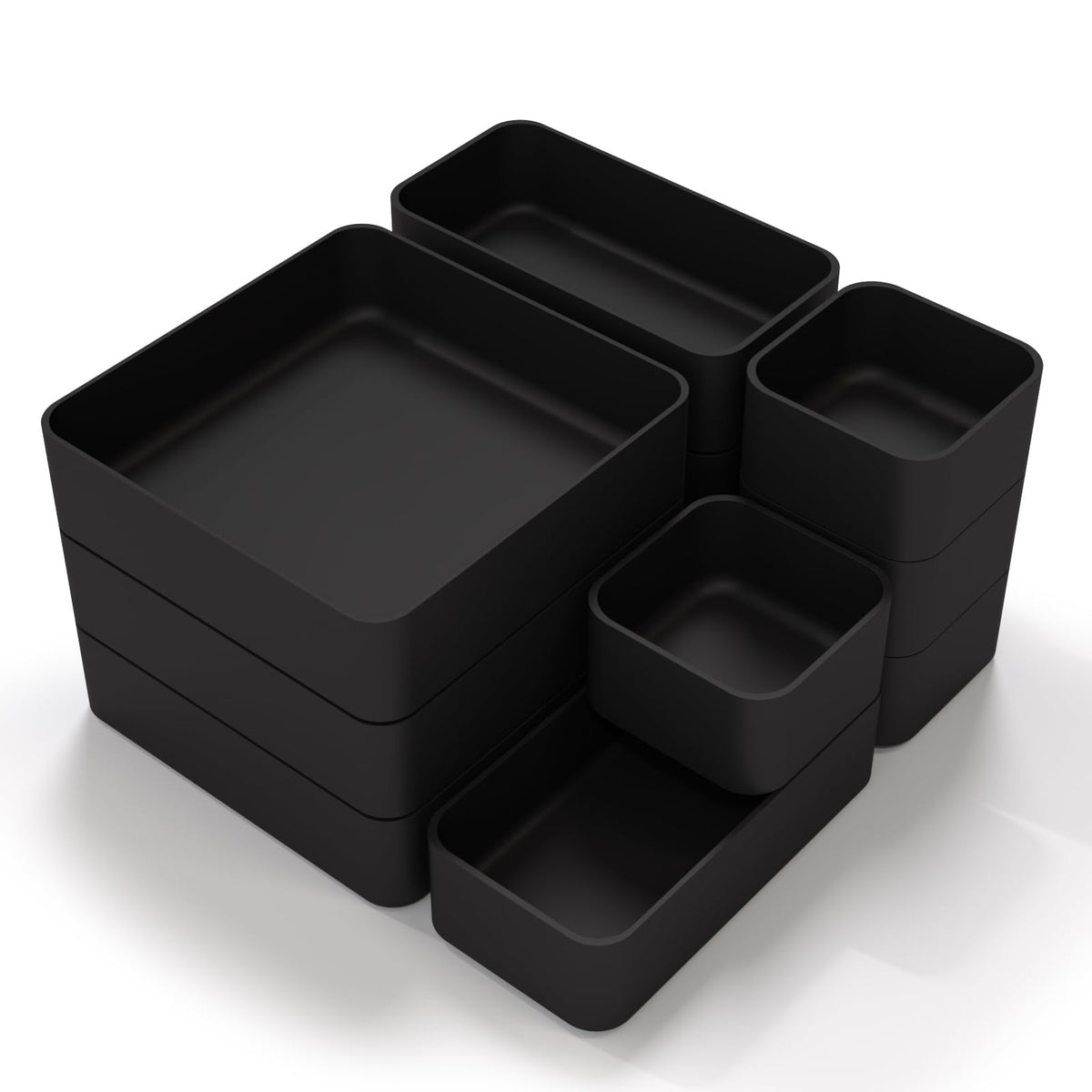 CHANCETSUI 11-Piece Stackable Drawer Organizer Set, Multi-size Desk Drawer Organizer Trays Vanity Storage Bins for Storing Makeup, Stationery, Utensils in Bathroom Dresser, Office and Kitchen