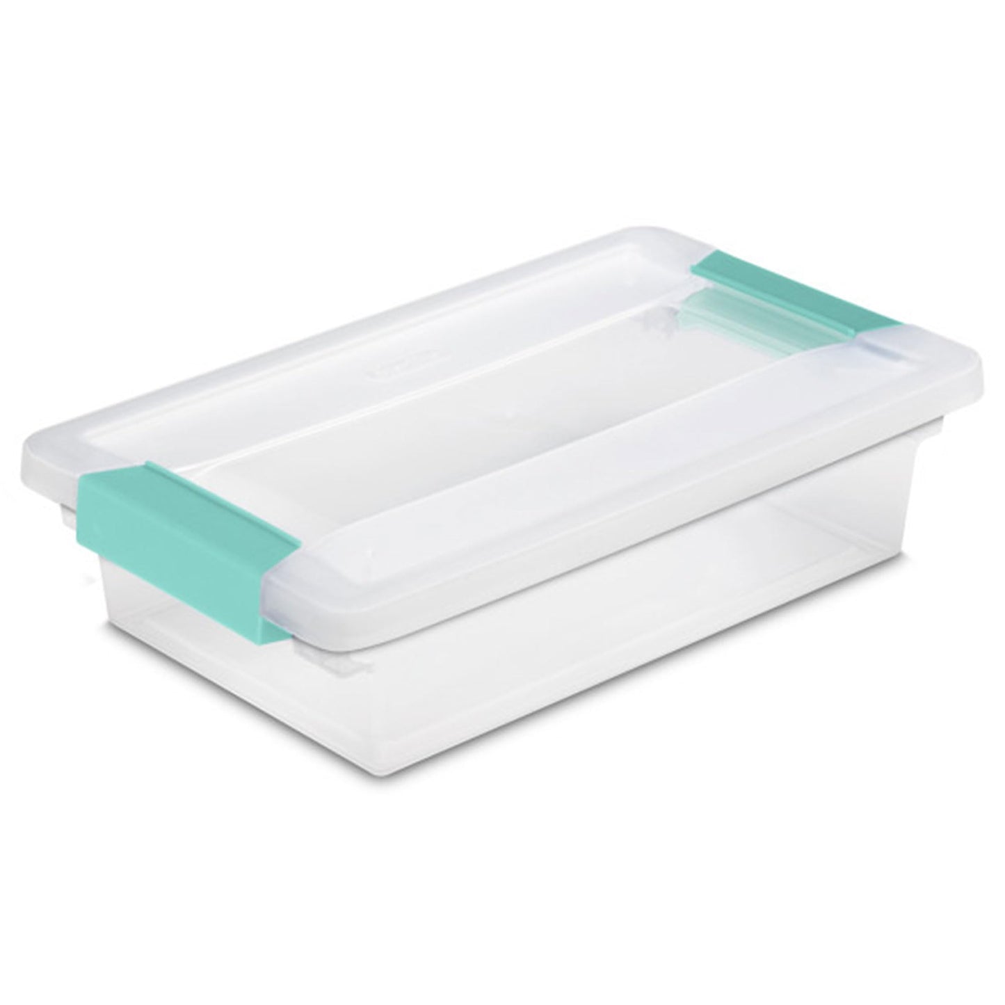Sterilite Small Clip Box, Stackable Small Storage Bin with Latching Lid, Plastic Container to Organize Office, Crafts, Clear Base and Lid, (Pack of 6)