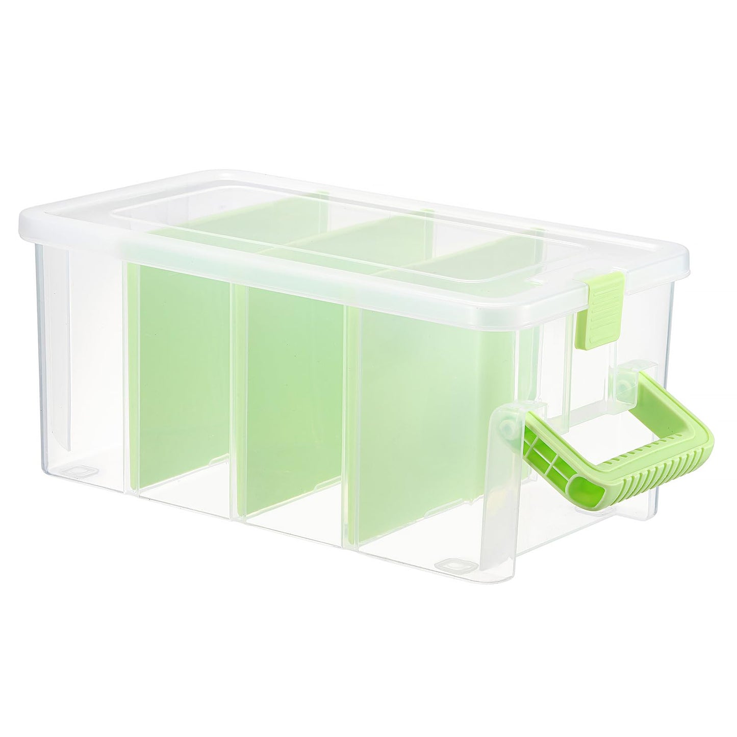 BTSKY Clear Plastic Dividing Storage Box with 4 Compartments Sewing Box
