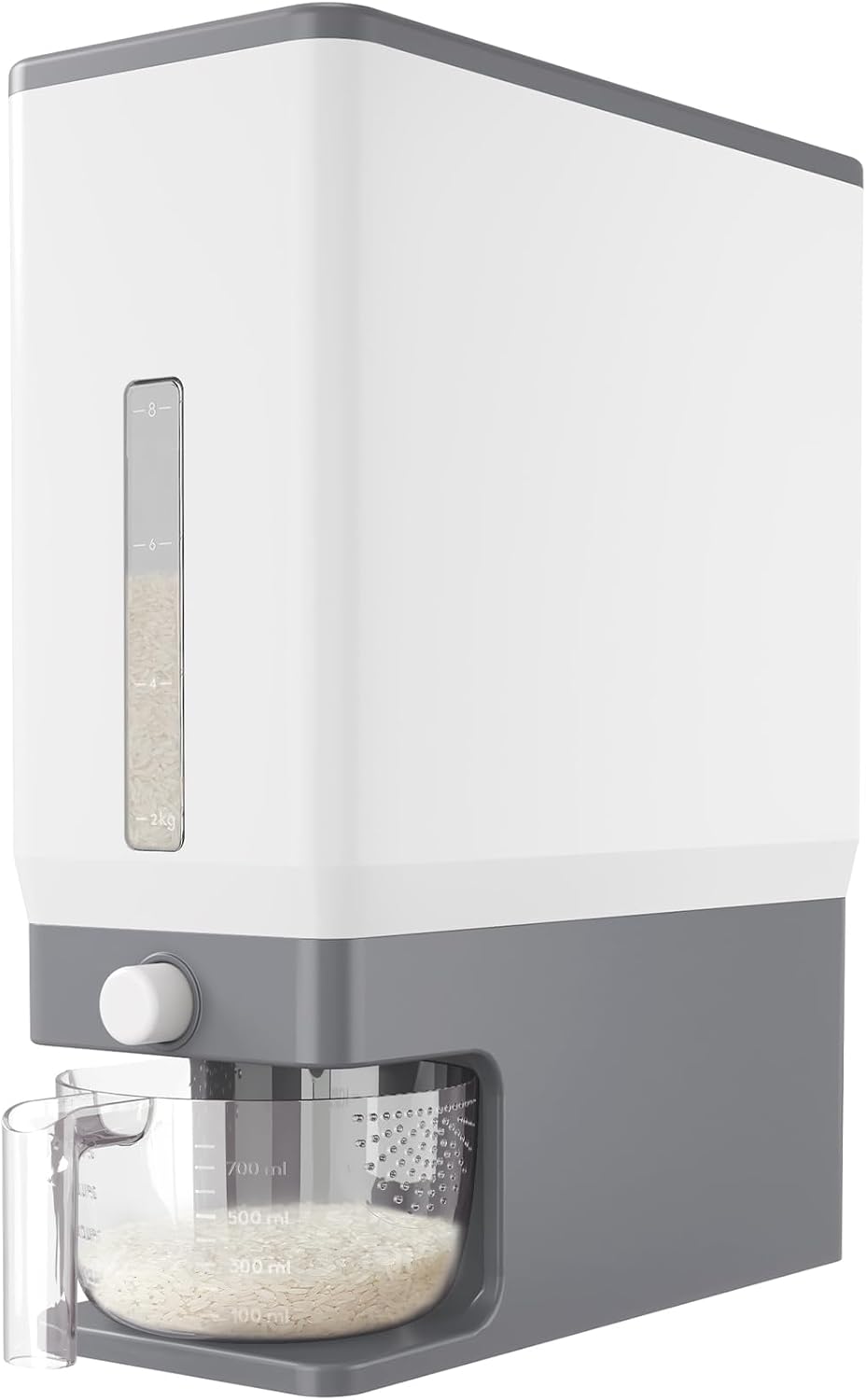 Lifewit Rice Dispenser 25 Lbs, Airtight Storage with Measuring Cup, Grey