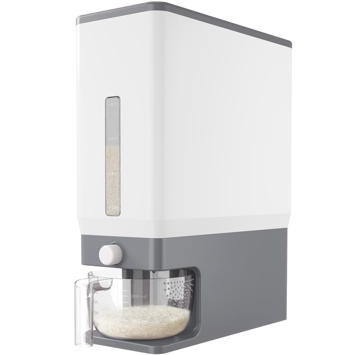 Lifewit Rice Dispenser 25 Lbs, Airtight Storage with Measuring Cup, Grey