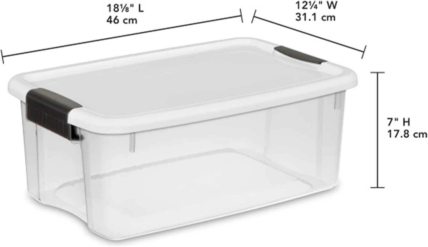 Sterilite Ultra Latch Box with Lids for Home and Office, 18 Quart, 6-Pack