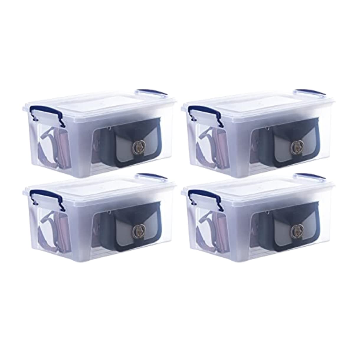Superio Clear Plastic Storage Bins with Lid, 4.5 Quart Box, Organizing Containers, Stackable Plastic Tote for Home, Garage, Dorm, School, and Office