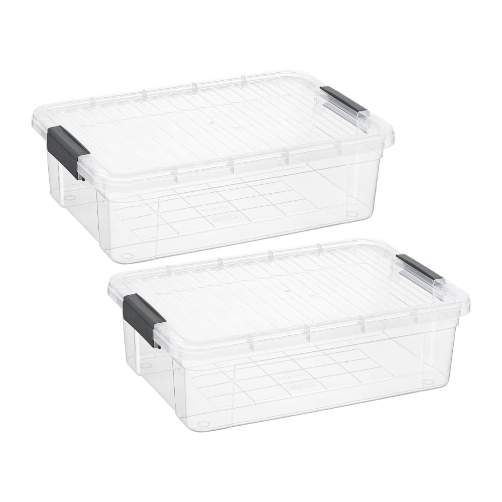 Superio Clear Plastic Storage Bins with Lid, 4.5 Quart Box, Organizing Containers, Stackable Plastic Tote for Home, Garage, Dorm, School, and Office