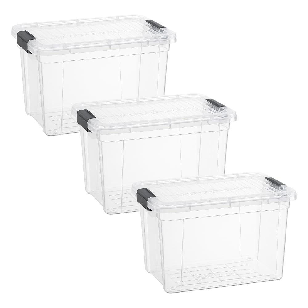 Superio Clear Plastic Storage Bins with Lid, 4.5 Quart Box, Organizing Containers, Stackable Plastic Tote for Home, Garage, Dorm, School, and Office
