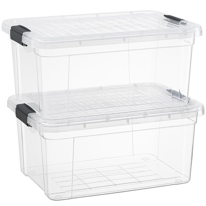 Superio Clear Plastic Storage Bins with Lid, 4.5 Quart Box, Organizing Containers, Stackable Plastic Tote for Home, Garage, Dorm, School, and Office