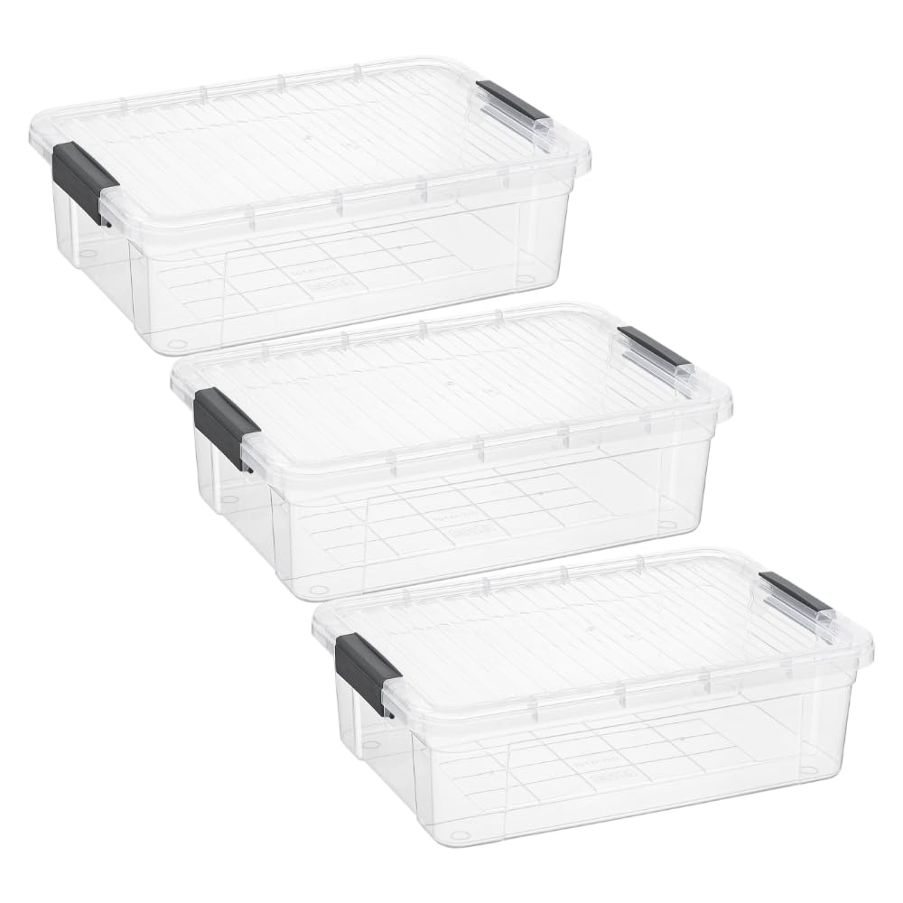 Superio Clear Plastic Storage Bins with Lid, 4.5 Quart Box, Organizing Containers, Stackable Plastic Tote for Home, Garage, Dorm, School, and Office