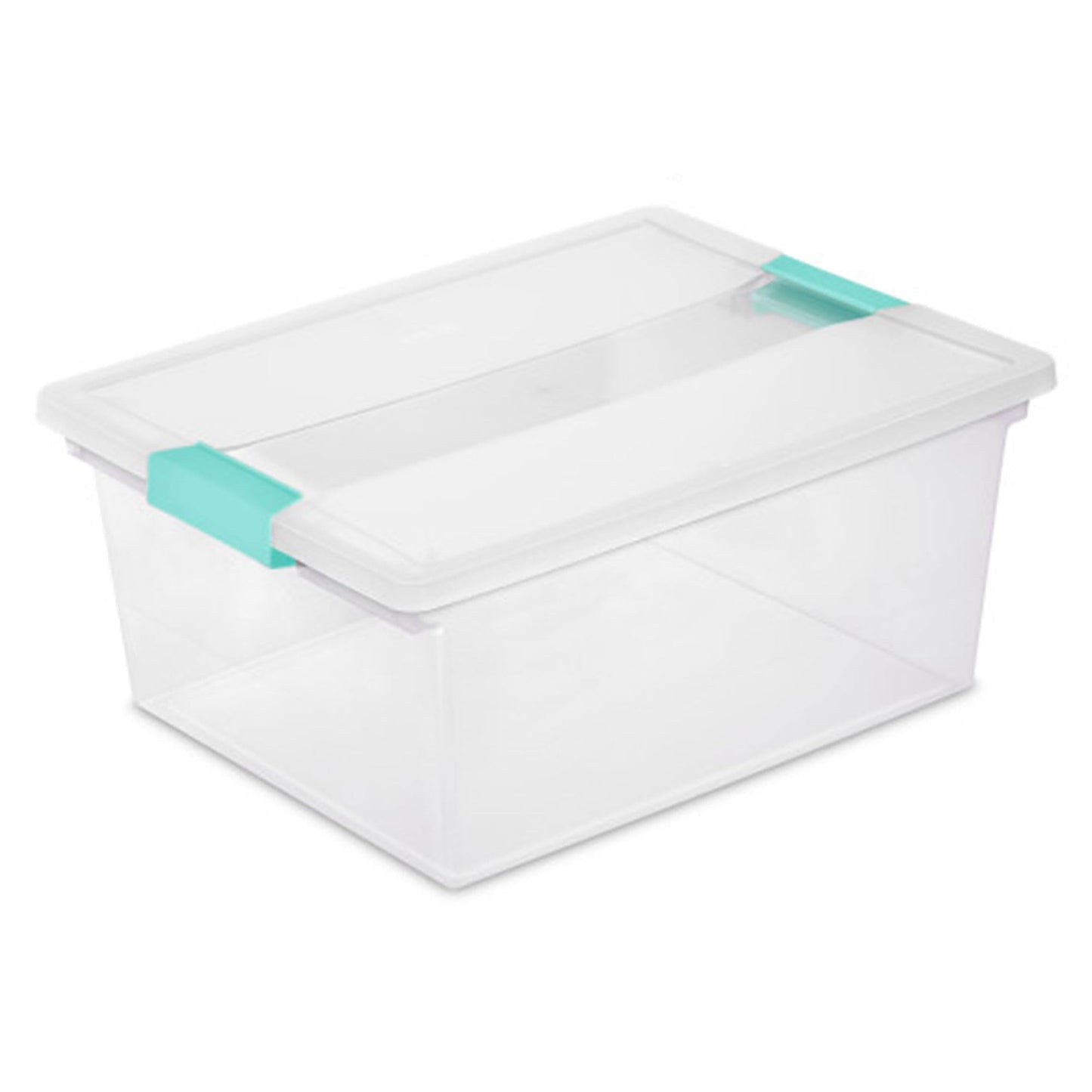 Sterilite Clip Box, Stackable Small Storage Bin with Latching Lid, Plastic Container to Organize Office, Crafts, Clear Base and Lid, Large, 1-Pack