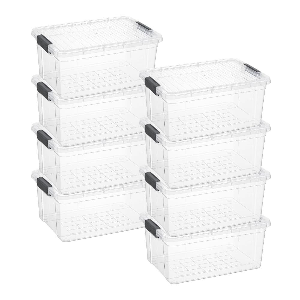 Superio Clear Plastic Storage Bins with Lid, 4.5 Quart Box, Organizing Containers, Stackable Plastic Tote for Home, Garage, Dorm, School, and Office