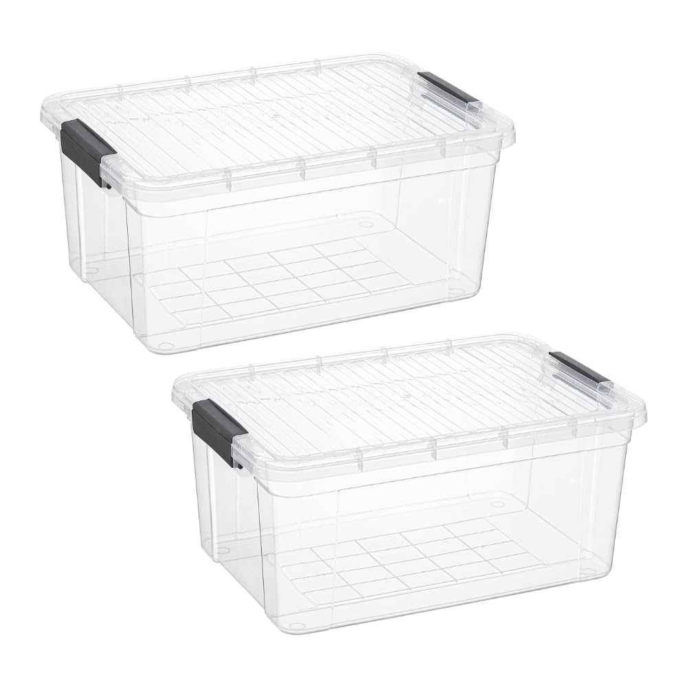 Superio Clear Plastic Storage Bins with Lid, 4.5 Quart Box, Organizing Containers, Stackable Plastic Tote for Home, Garage, Dorm, School, and Office