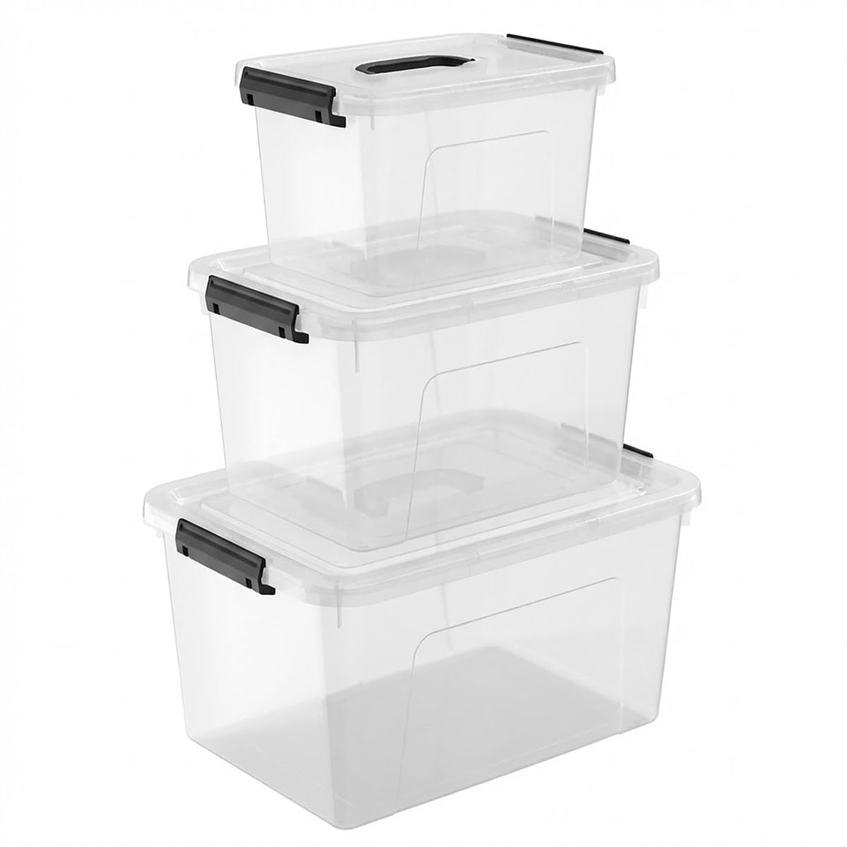 Clear Storage Latch Box/Bin, 2-Pack Plastic Organizing Container with Handle and Lids (7 QT/16QT)