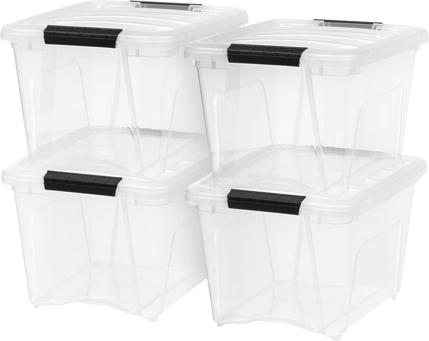 IRIS USA 4-Pack 13 Quart Storage Bins with Lids, Clear