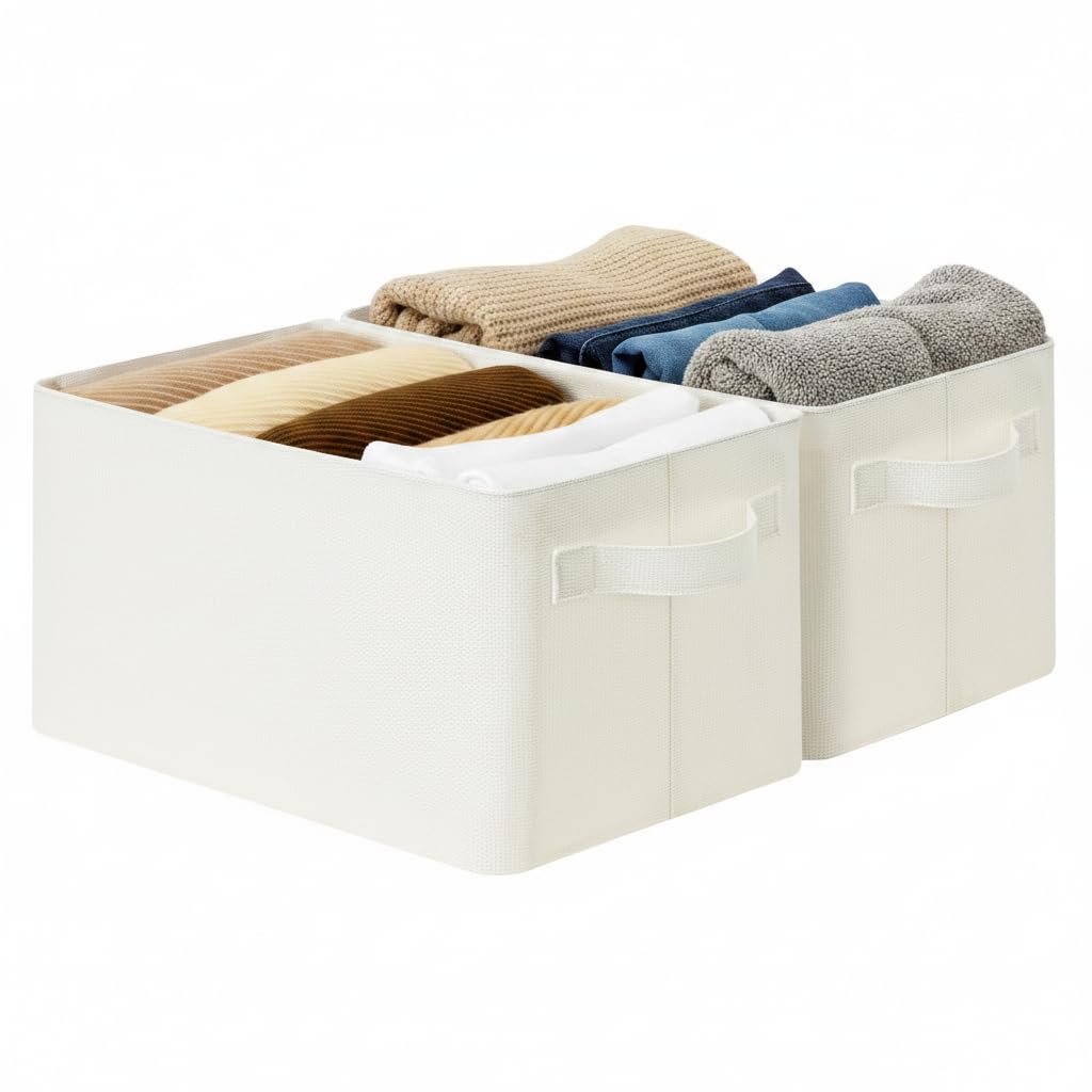 GRANNY SAYS Storage Basket for Shelves, Storage Bins, Light Taupe, 2-Pack