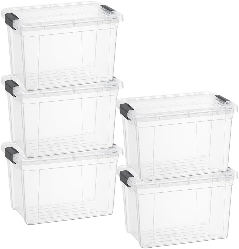 Superio 13.7 Quart Clear Plastic Storage Bin with Lid, Stackable Organizer Box, BPA-Free Storage Container for Home, Garage, School & Office, 1 Pack