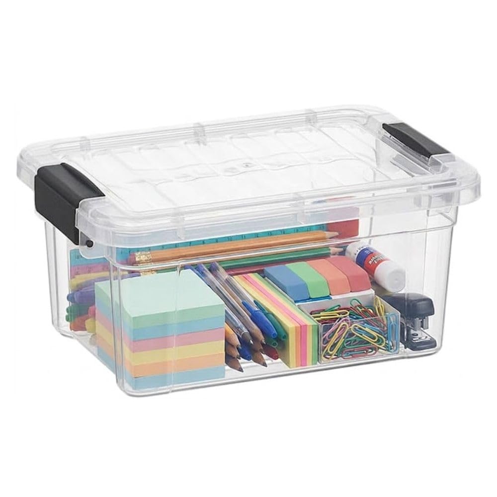 Superio 13.7 Quart Clear Plastic Storage Bin with Lid, Stackable Organizer Box, BPA-Free Storage Container for Home, Garage, School & Office, 1 Pack