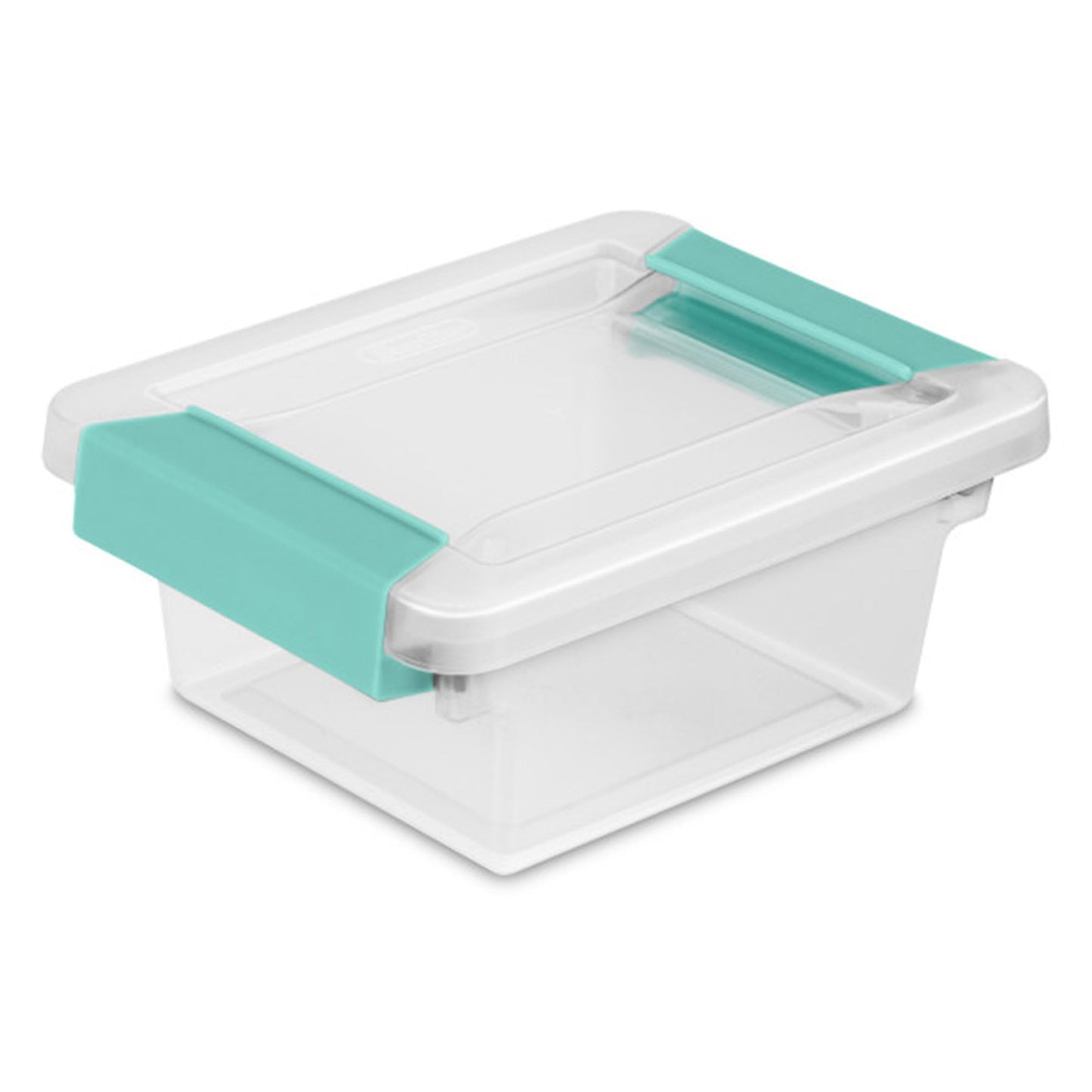 Sterilite Clip Box, Stackable Small Storage Bin with Latching Lid, Plastic Container to Organize Office, Crafts, Clear Base and Lid, Large, 1-Pack
