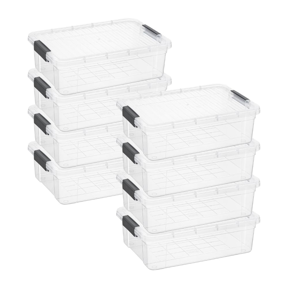 Superio Clear Plastic Storage Bins with Lid, 4.5 Quart Box, Organizing Containers, Stackable Plastic Tote for Home, Garage, Dorm, School, and Office