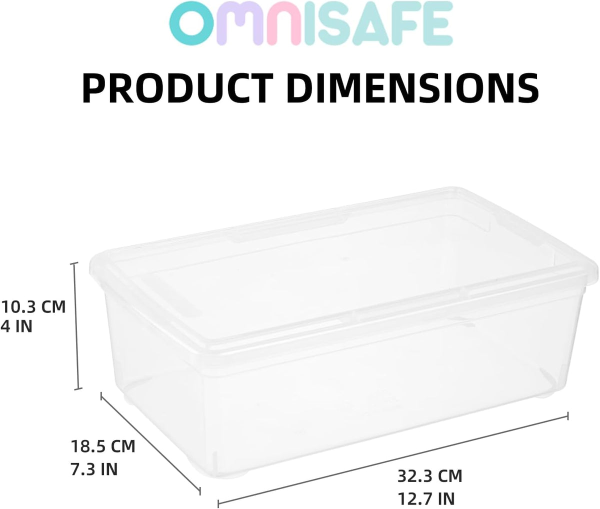 Stackable Plastic Storage Shoebox, BPA-Free Nestable Container with Latching Lid to Organize Shoes, See-Through Box for Home and Office, Multi-Purpose Clear Bins (12 Pack 6 Quart)