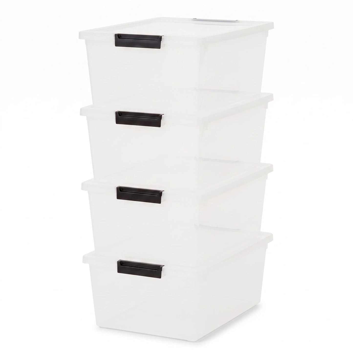 IRIS USA Storage Bins with Lids |Made in USA| 6 Qt - (4-Pack) - Clear