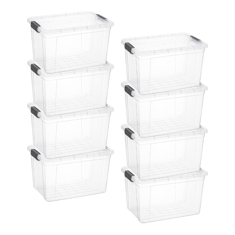 Superio Clear Plastic Storage Bins with Lid, 4.5 Quart Box, Organizing Containers, Stackable Plastic Tote for Home, Garage, Dorm, School, and Office