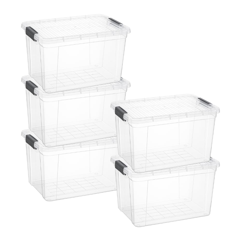 Superio Clear Plastic Storage Bins with Lid, 4.5 Quart Box, Organizing Containers, Stackable Plastic Tote for Home, Garage, Dorm, School, and Office