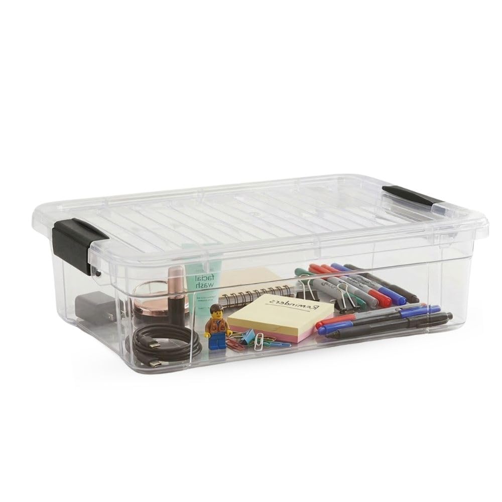 Superio 13.7 Quart Clear Plastic Storage Bin with Lid, Stackable Organizer Box, BPA-Free Storage Container for Home, Garage, School & Office, 1 Pack
