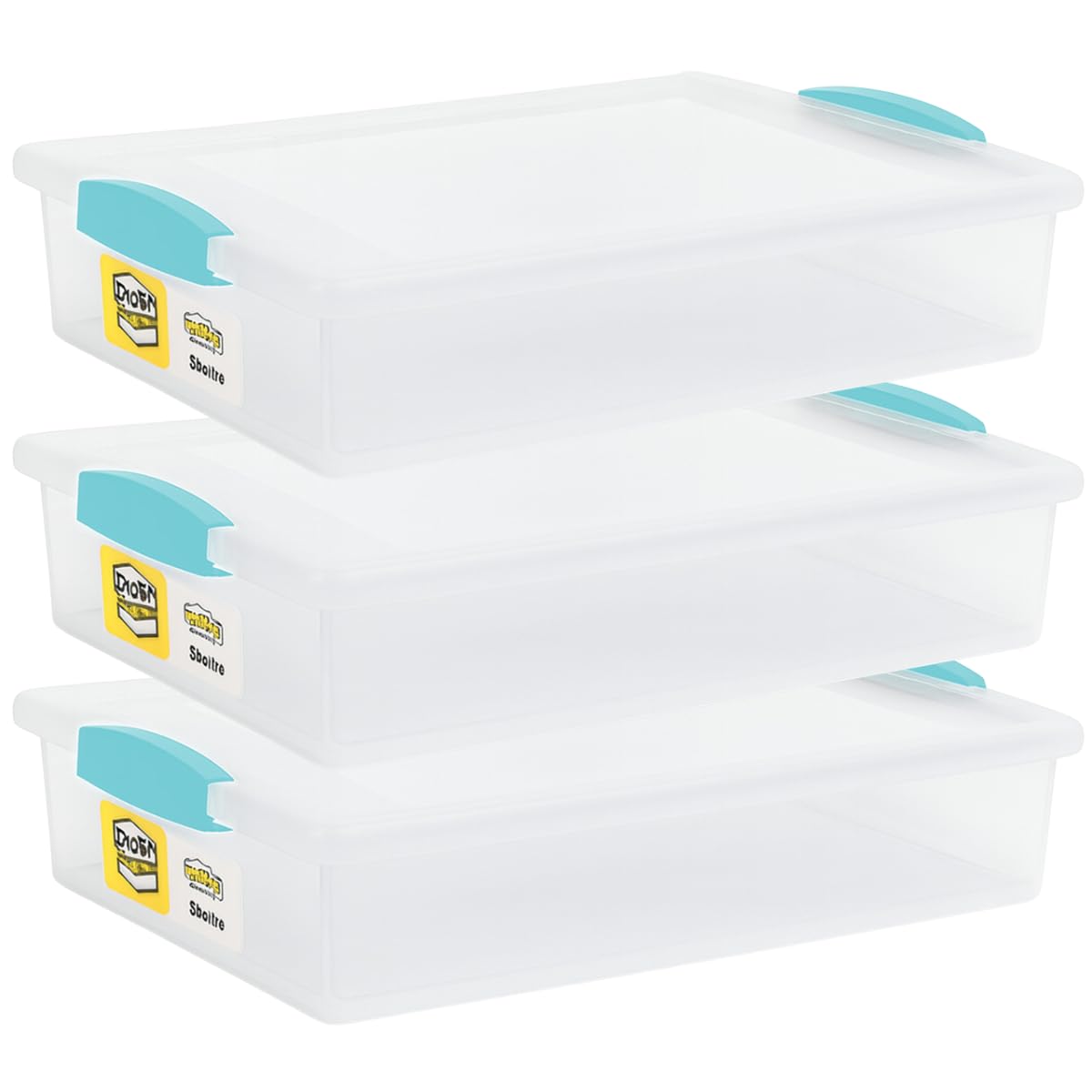Tribello Plastic Storage Containers, 12 Qt, Clear with Lids, 2 Pack, Made in USA (Deep - 14 x 11 x 6)