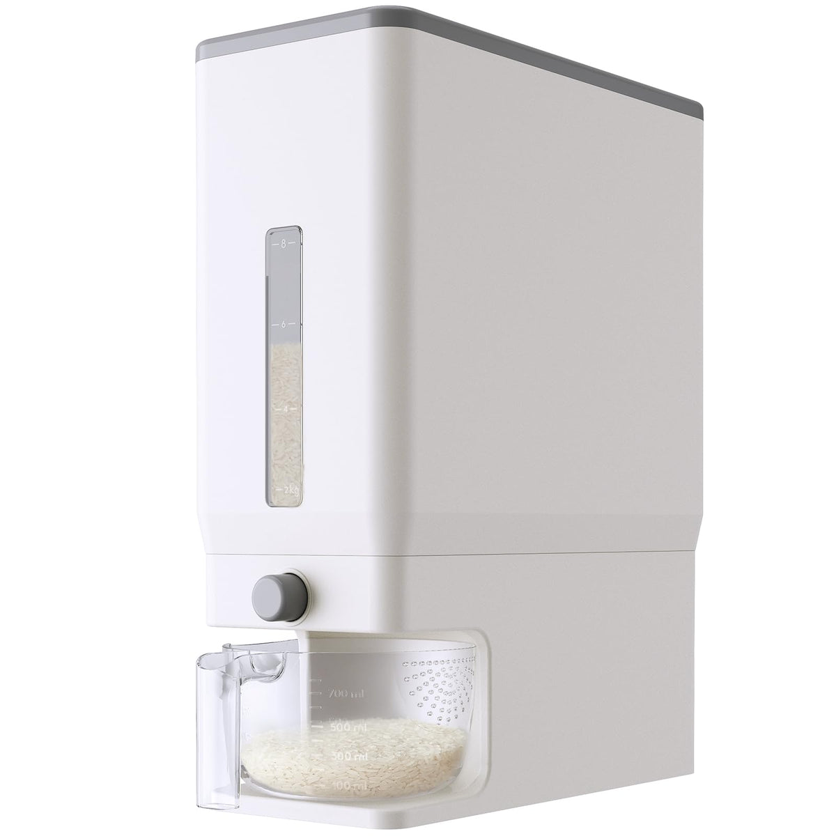 Lifewit Rice Dispenser 25 Lbs, Airtight Storage with Measuring Cup, Grey