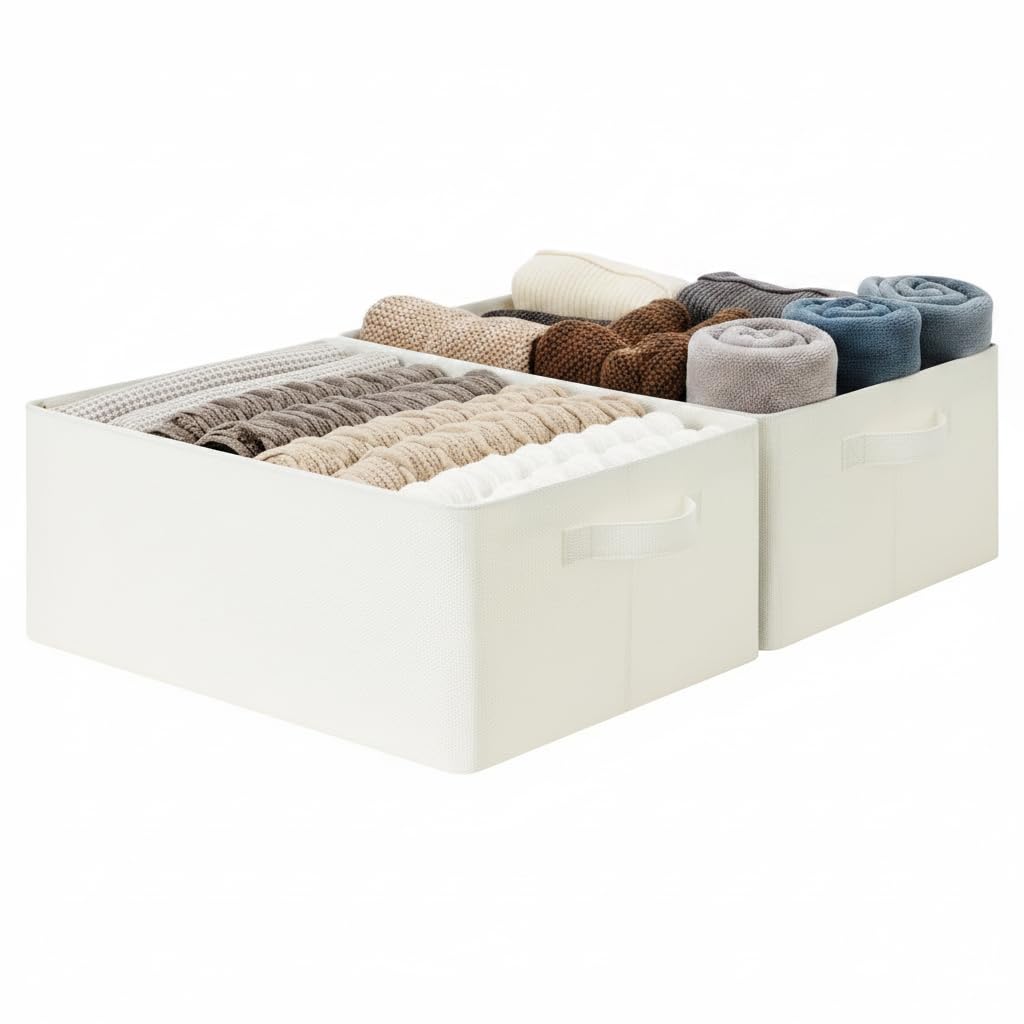 GRANNY SAYS Storage Basket for Shelves, Storage Bins, Light Taupe, 2-Pack