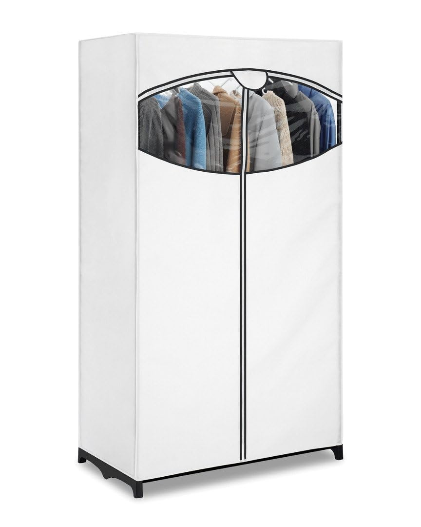 Whitmor Extra-Wide Portable Clothes Closet, 60" Wide Closet Organizers and Storage with Cover, Heavy Duty Metal Clothes Rack, Stable and Easy Assembly Clothes Storage, Light Grey
