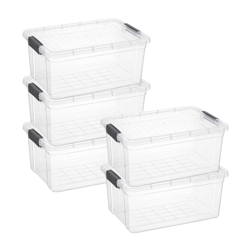 Superio Clear Plastic Storage Bins with Lid, 4.5 Quart Box, Organizing Containers, Stackable Plastic Tote for Home, Garage, Dorm, School, and Office