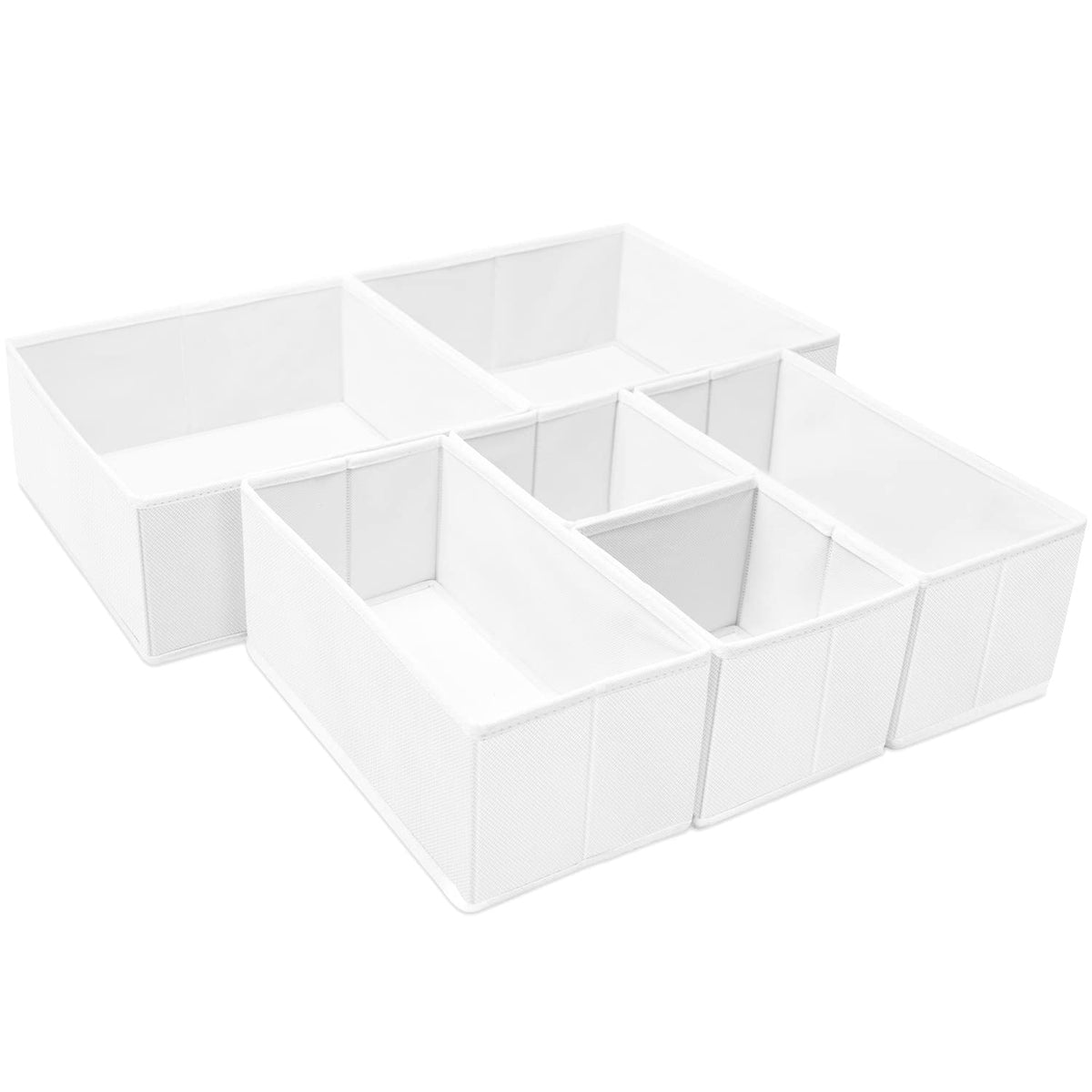 Criusia Foldable Underwear Drawer Organizer, Closet Dividers, Storage Box for Clothes, Socks (6 Bins, Gray)