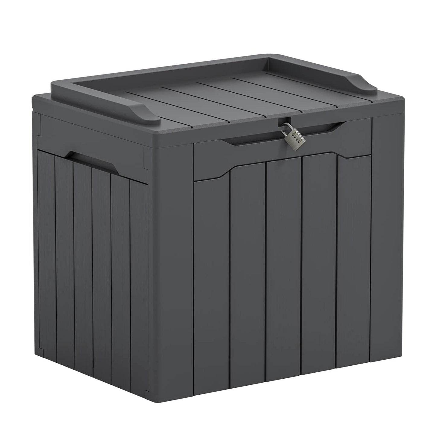Greesum Outdoor Storage Box 31 Gallon Storage Box with Lid for Patio Furniture, Garden Tools, Pool Supplies, Waterproof and UV Resistant, Lockable, Dark Black