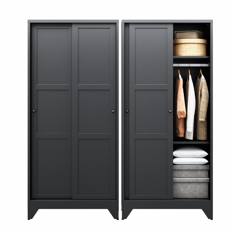 Letaya Metal Armoire Wardrobe Closet with Drawers,Clothing Storage Cabinet with Doors and Shelves,Coat Closet with Hanging Rod,Bedroom,Home,Cloak Room,White-71 H x 32" W x 18" D