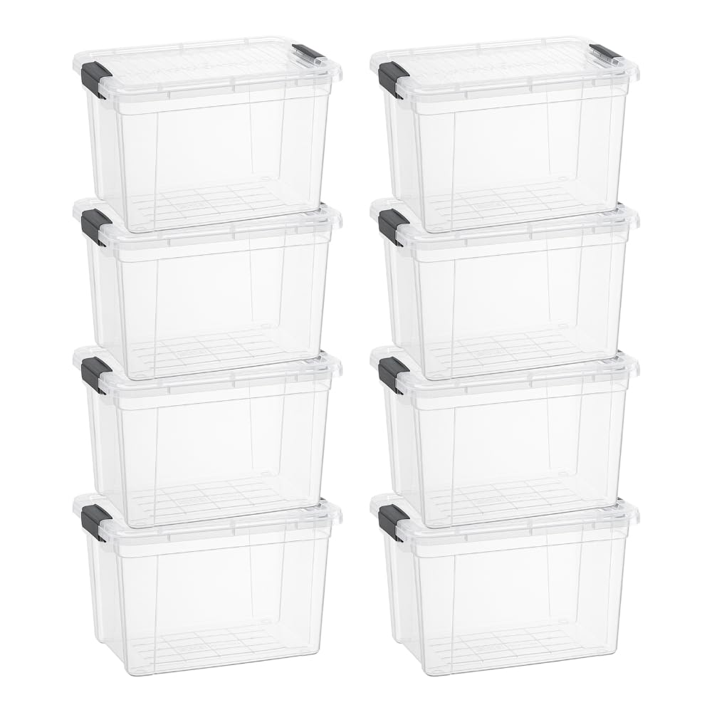 Superio Clear Plastic Storage Bins with Lid, 4.5 Quart Box, Organizing Containers, Stackable Plastic Tote for Home, Garage, Dorm, School, and Office