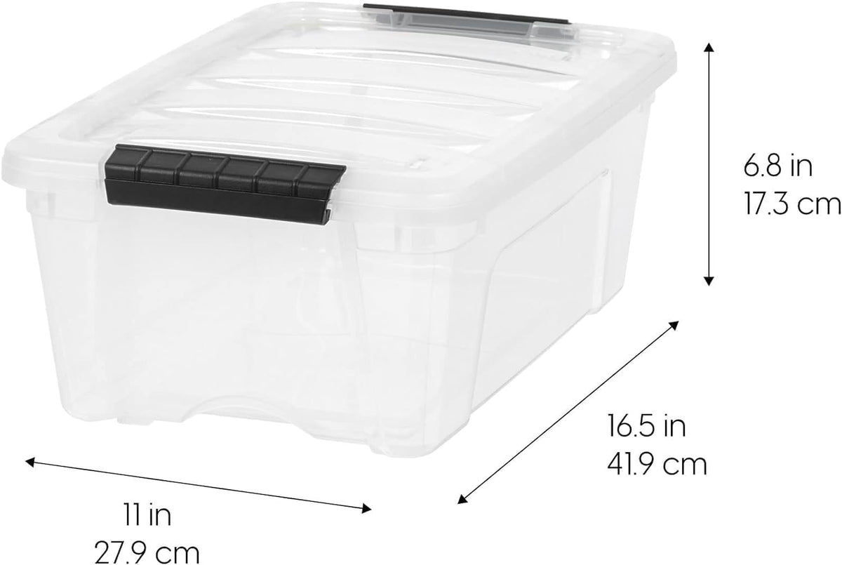 IRIS USA 4-Pack 13 Quart Storage Bins with Lids, Clear