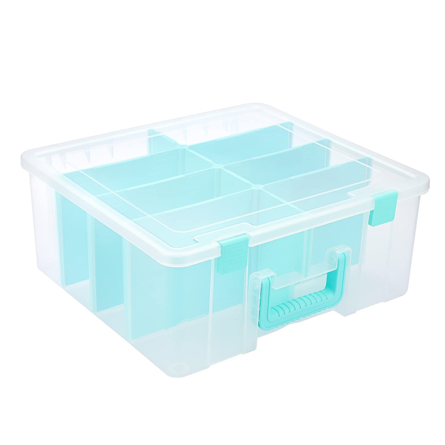 BTSKY Clear Plastic Dividing Storage Box with 4 Compartments Sewing Box