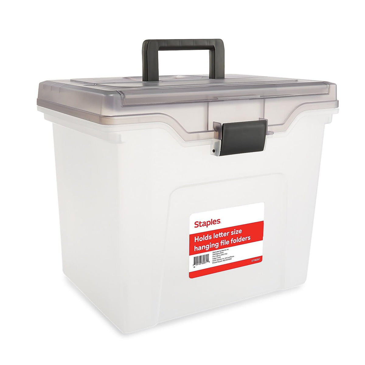 Staples Hanging File Folder Box, Storage Bin Organizer, Snap Lid, Clear