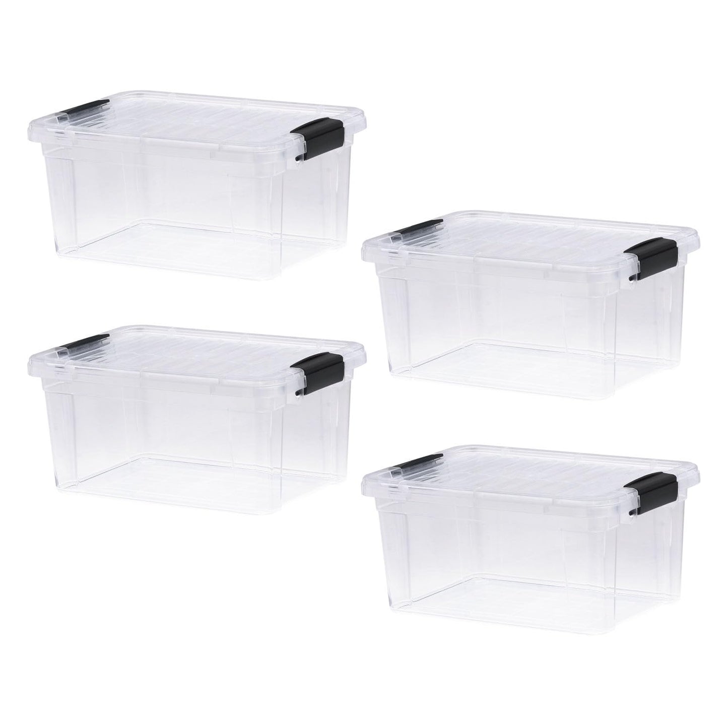 Superio Clear Plastic Storage Bins with Lid, 4.5 Quart Box, Organizing Containers, Stackable Plastic Tote for Home, Garage, Dorm, School, and Office