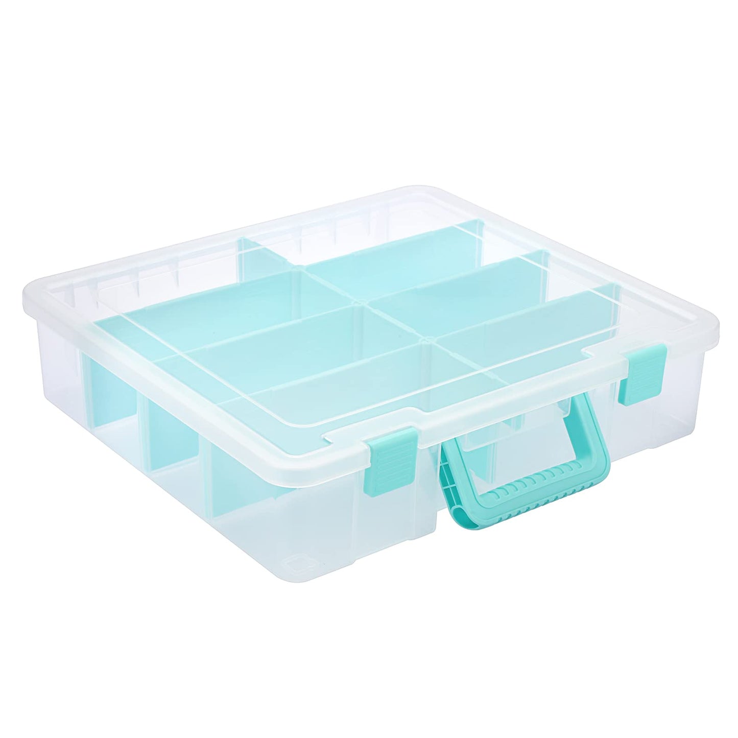 BTSKY Clear Plastic Dividing Storage Box with 4 Compartments Sewing Box