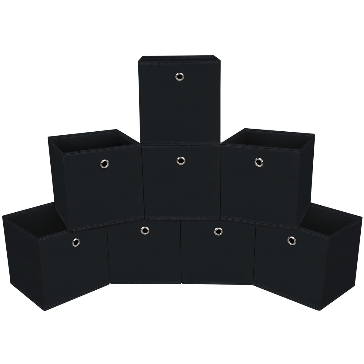 Black Foldable Storage Cubes Bins ,11 Inch Cloth Storage Cube Fabric Storage Box Cubes Organizer Baskets with Handles for Home Organizer Set of 3 (Black)