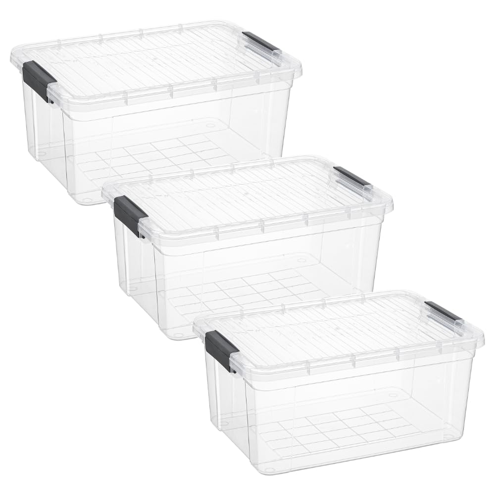 Superio Clear Plastic Storage Bins with Lid, 4.5 Quart Box, Organizing Containers, Stackable Plastic Tote for Home, Garage, Dorm, School, and Office