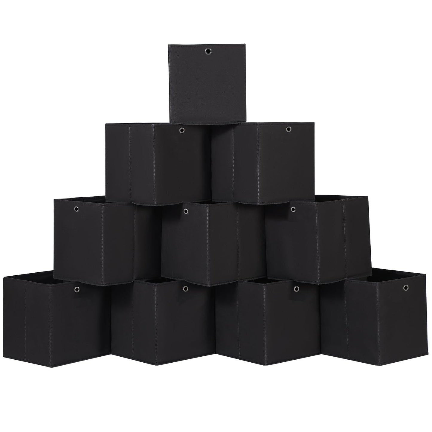 Black Foldable Storage Cubes Bins ,11 Inch Cloth Storage Cube Fabric Storage Box Cubes Organizer Baskets with Handles for Home Organizer Set of 3 (Black)