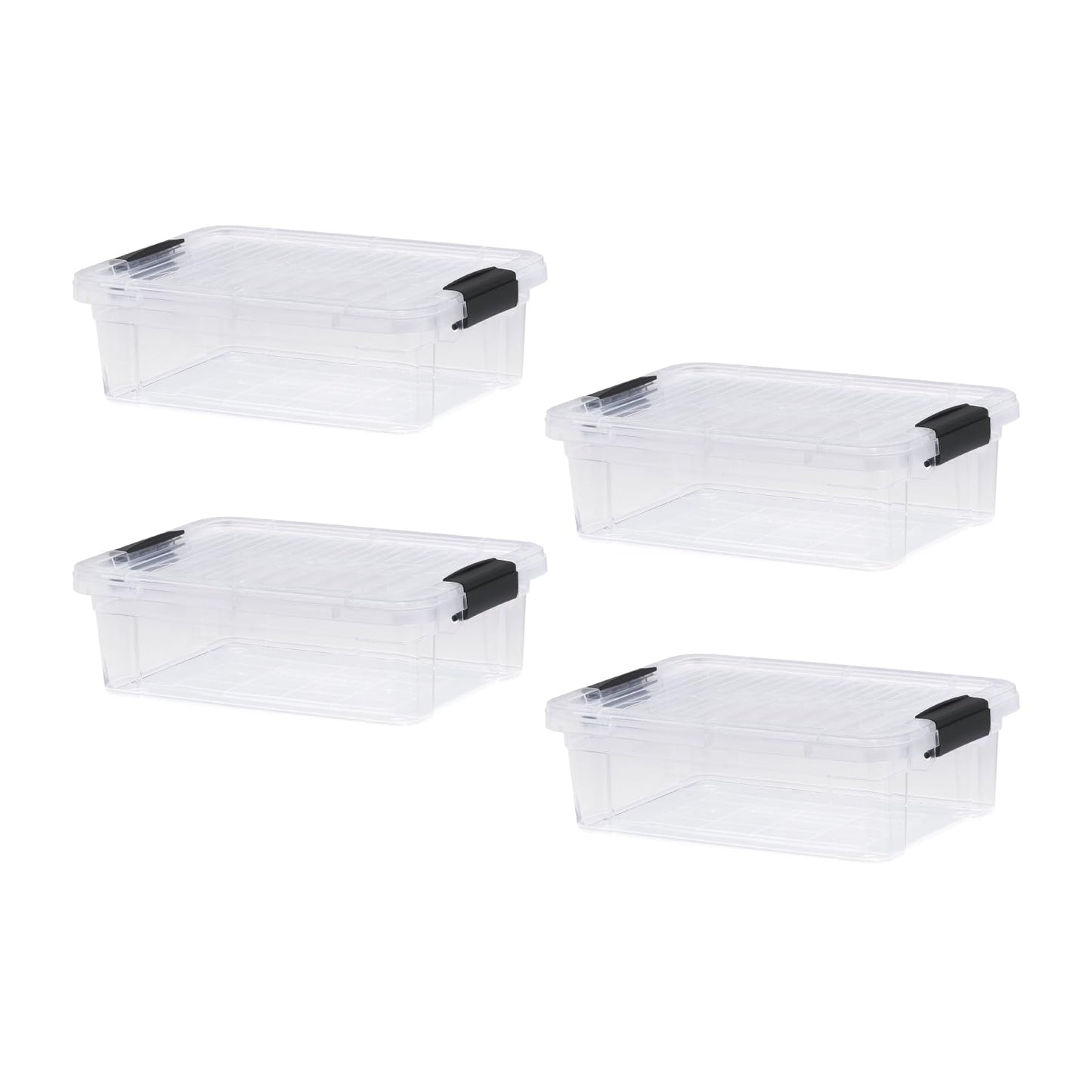 Superio Clear Plastic Storage Bins with Lid, 4.5 Quart Box, Organizing Containers, Stackable Plastic Tote for Home, Garage, Dorm, School, and Office