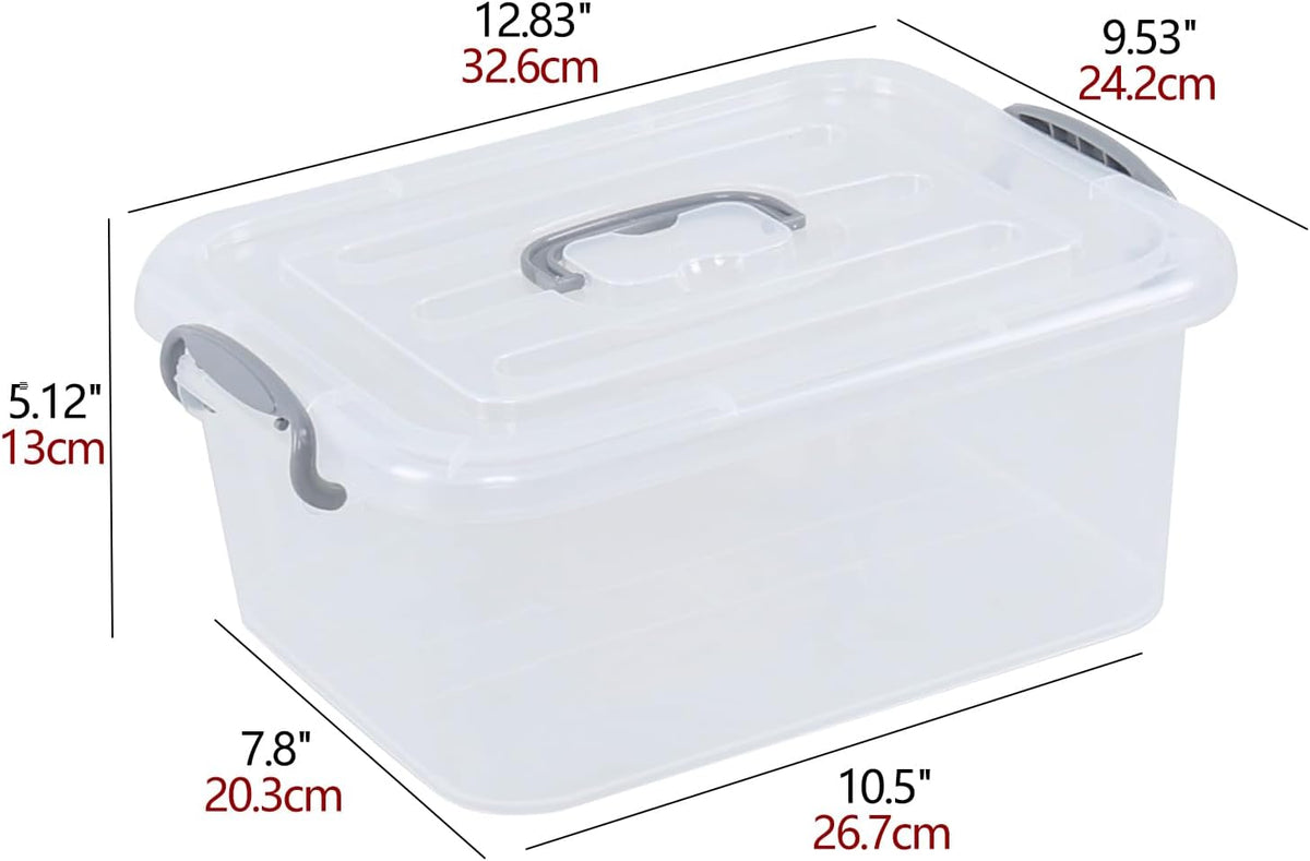 Kekow 2-Pack Clear Storage Latch Box, Plastic Containers with Lids, 8 L