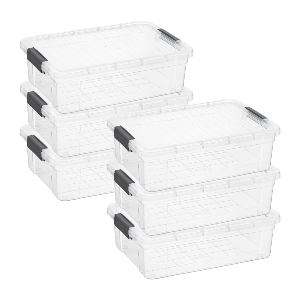Superio Clear Plastic Storage Bins with Lid, 4.5 Quart Box, Organizing Containers, Stackable Plastic Tote for Home, Garage, Dorm, School, and Office